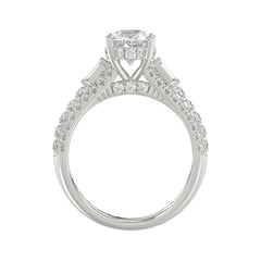 LADIES RING 4.00CT ROUND/OVAL/BAGUETTE DIAMOND WHITE PLATINUM (CENTER STONE OVAL DIAMOND 3CT)