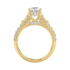 Classic 14K Yellow Gold Ladies Diamond Ring  4.00CT Round Oval & Baguette Diamonds with 3.00CT Oval  Center stone (Color F-G -Clarity VS1/VS2)