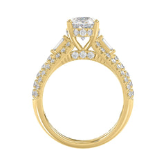 Classic 14K Yellow Gold Ladies Diamond Ring  4.00CT Round Oval & Baguette Diamonds with 3.00CT Oval  Center stone (Color F-G -Clarity VS1/VS2)