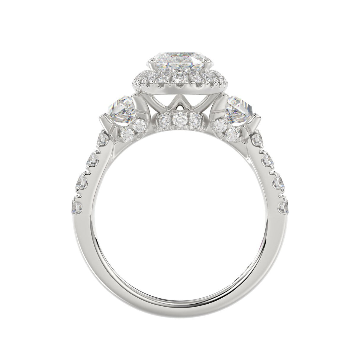 21K PLATINUM LADIES RING 3 1/4CT ROUND/ELONGATED OVAL/TRAPEZOID/BAGUETTE DIAMOND (CENTER STONE ELONGATED  OVAL DIAMOND 2CT)