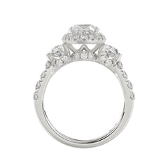 21K PLATINUM LADIES RING 3 1/4CT ROUND/ELONGATED OVAL/TRAPEZOID/BAGUETTE DIAMOND (CENTER STONE ELONGATED  OVAL DIAMOND 2CT)