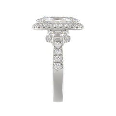 LADIES RING 3.25CT ROUND/OVAL/TRAPEZOID/BAGUETTE DIAMOND WHITE PLATINUM (CENTER STONE OVAL DIAMOND 2CT)