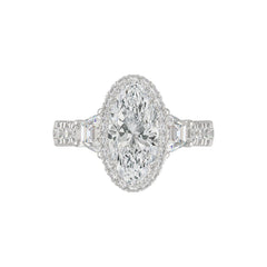 21K PLATINUM LADIES RING 3 1/4CT ROUND/ELONGATED OVAL/TRAPEZOID/BAGUETTE DIAMOND (CENTER STONE ELONGATED  OVAL DIAMOND 2CT)