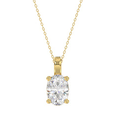 LADIES SOLITAIRE PENDANT 3CT OVAL DIAMOND 14K YELLOW GOLD