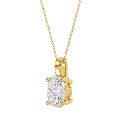 LADIES SOLITAIRE PENDANT 3CT OVAL DIAMOND 14K YELLOW GOLD