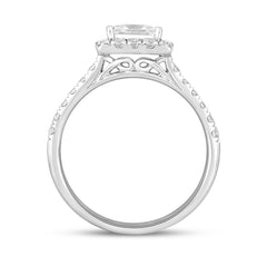 LADIES RING 3/4CT ROUND/PRINCESS DIAMOND 14K WHITE GOLD (CENTER STONE PRINCESS DIAMOND 1/2CT)