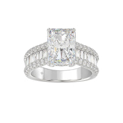 14K WHITE GOD 1 1/4CT ROUND/BAGUETTE/RADIANT DIAMOND SEMI MOUNT LADIES RING (CENTER STONE RADIANT DIAMOND 4.00CT)