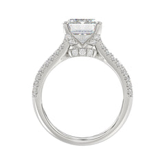 14K WHITE GOD 1 1/4CT ROUND/BAGUETTE/RADIANT DIAMOND SEMI MOUNT LADIES RING (CENTER STONE RADIANT DIAMOND 4.00CT)