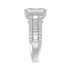 14K WHITE GOD 1 1/4CT ROUND/BAGUETTE/RADIANT DIAMOND SEMI MOUNT LADIES RING (CENTER STONE RADIANT DIAMOND 4.00CT)