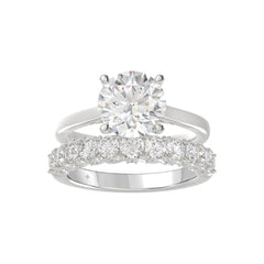 LADIES BRIDAL SET 4.00CT ROUND DIAMOND 14K WHITE GOLD (CENTER STONE ROUND DIAMOND 3.00CT)