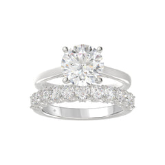14K WHITE GOLD 4.00CT ROUND DIAMOND LADIES BRIDAL SET (CENTER STONE ROUND DIAMOND 3.00CT)