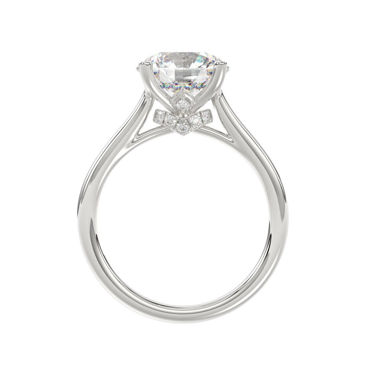 14K WHITE GOLD 4.00CT ROUND DIAMOND LADIES BRIDAL SET (CENTER STONE ROUND DIAMOND 3.00CT)