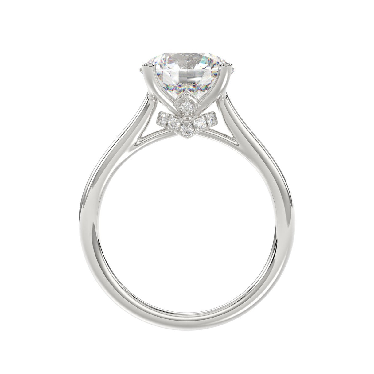 14K WHITE GOLD 4.00CT ROUND DIAMOND LADIES BRIDAL SET (CENTER STONE ROUND DIAMOND 3.00CT)