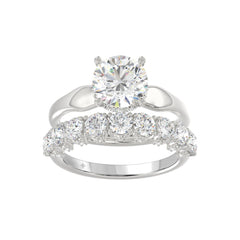 LADIES BRIDAL SET 3 5/8CT ROUND DIAMOND 14K WHITE GOLD (CENTER STONE ROUND DIAMOND 2.00CT)