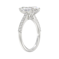 14K WHITE GOLD 5.00CT ROUND/EMERALD DIAMOND LADIES BRIDAL SET (CENTER STONE EMERALD DIAMOND 3.00CT)