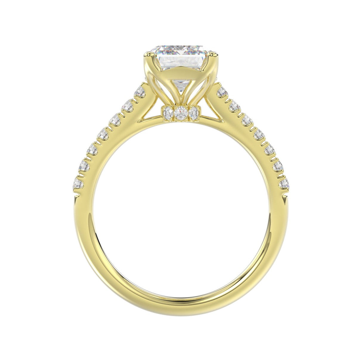 14K YELLOW GOLD 5.00CT ROUND/EMERALD DIAMOND LADIES BRIDAL SET (CENTER STONE EMERALD DIAMOND 3.00CT)