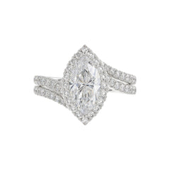 14K WHITE GOLD 2 3/4CT ROUND/MARQUISE DIAMOND LADIES RING (CENTER STONE MARQUISE DIAMOND 2CT)