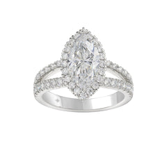 14K WHITE GOLD 3.00CT ROUND/MARQUISE DIAMOND LADIES RING (CENTER STONE MARQUISE DIAMOND 2CT)