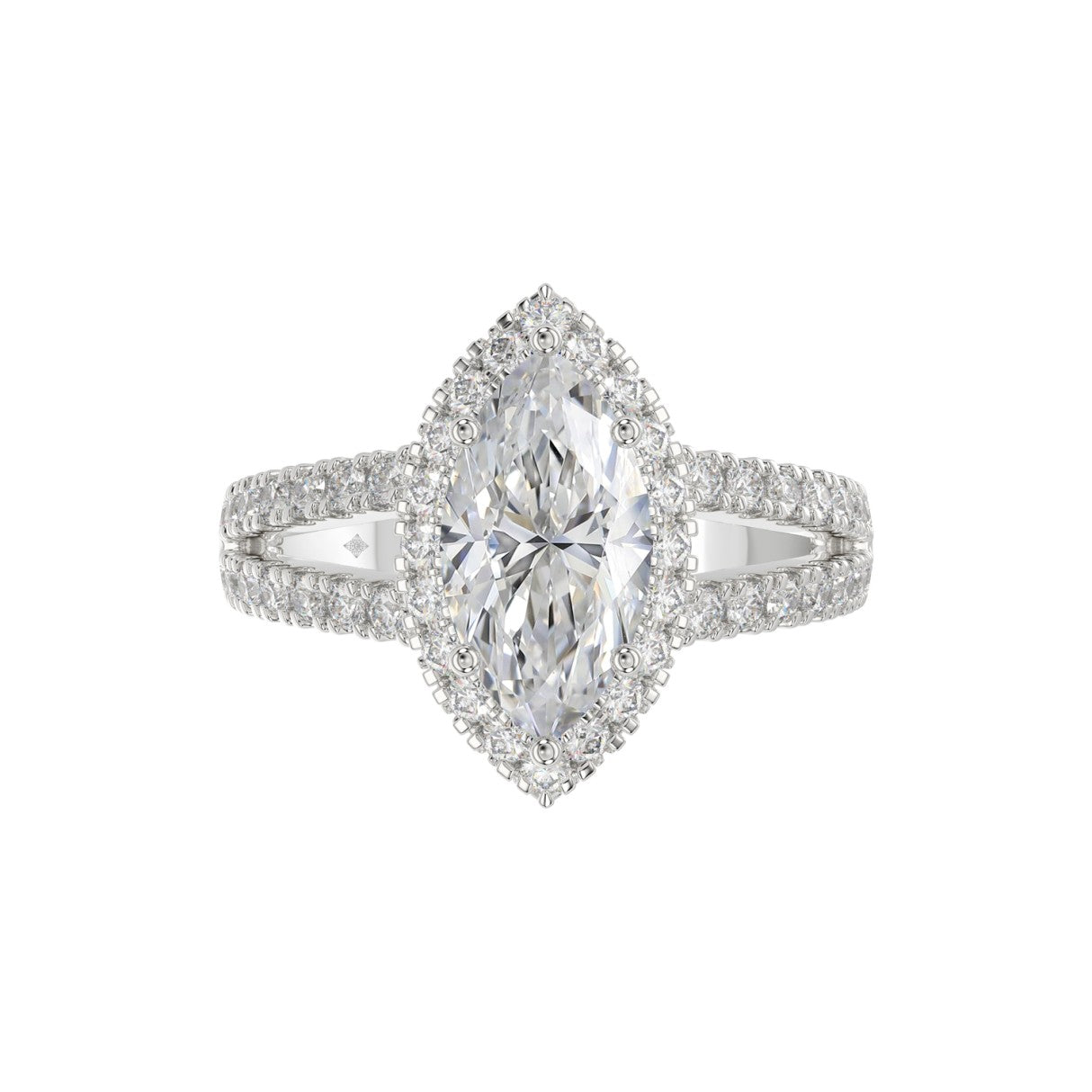 14K WHITE GOLD 3.00CT ROUND/MARQUISE DIAMOND LADIES RING (CENTER STONE MARQUISE DIAMOND 2CT)
