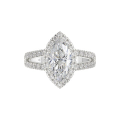 14K WHITE GOLD 3.00CT ROUND/MARQUISE DIAMOND LADIES RING (CENTER STONE MARQUISE DIAMOND 2CT)