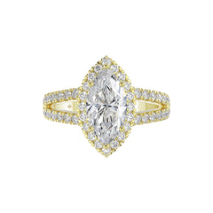 14K YELLOW GOLD 3.00CT ROUND/MARQUISE DIAMOND LADIES RING (CENTER STONE MARQUISE DIAMOND 2CT)
