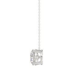 LADIES SOLITAIRE PENDANT WITH UNDER-PASS CHAIN 1 1/2CT ROUND DIAMOND 14K WHITE GOLD