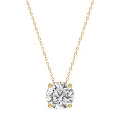 LADIES SOLITAIRE PENDANT WITH UNDER-PASS CHAIN 1 1/2CT ROUND DIAMOND 14K YELLOW GOLD 