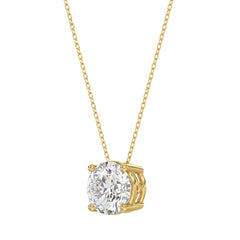 LADIES SOLITAIRE PENDANT WITH UNDER-PASS CHAIN 1 1/2CT ROUND DIAMOND 14K YELLOW GOLD 