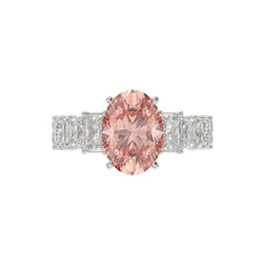 ETERNAL BLUSH COLLECTION 14K WHITE GOLD 4 3/4CT ROUND/RADIANT DIAMOND PINK OVAL  DIAMOND LADIES RING (CENTER STONE PINK OVAL DIAMOND 3.00CT)