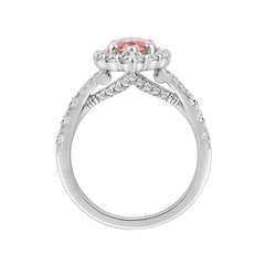 ETERNAL BLUSH COLLECTION 14K WHITE GOLD 3 1/4CT ROUND/MARQUISE DIAMOND LADIES RING  (CENTER STONE PINK MARQUISE DIAMOND 2CT)