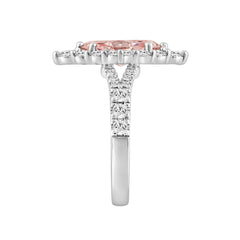 ETERNAL BLUSH COLLECTION 14K WHITE GOLD 3 1/4CT ROUND/MARQUISE DIAMOND LADIES RING  (CENTER STONE PINK MARQUISE DIAMOND 2CT)