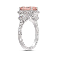 14K WHITE GOLD 4 1/4CT ROUND/RADIANT/TRAPEZOID DIAMOND LADIES RING (CENTER STONE PINK RADIANT DIAMOND 3.00CT)