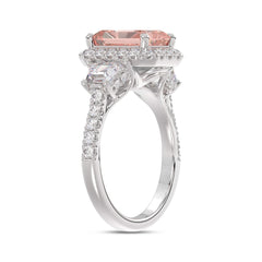 14K WHITE GOLD 4 1/4CT ROUND/RADIANT/TRAPEZOID DIAMOND LADIES RING (CENTER STONE PINK RADIANT DIAMOND 3.00CT)