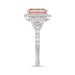14K WHITE GOLD 4 1/4CT ROUND/RADIANT/TRAPEZOID DIAMOND LADIES RING (CENTER STONE PINK RADIANT DIAMOND 3.00CT)