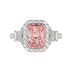 14K WHITE GOLD 4 1/4CT ROUND/RADIANT/TRAPEZOID DIAMOND LADIES RING (CENTER STONE PINK RADIANT DIAMOND 3.00CT)