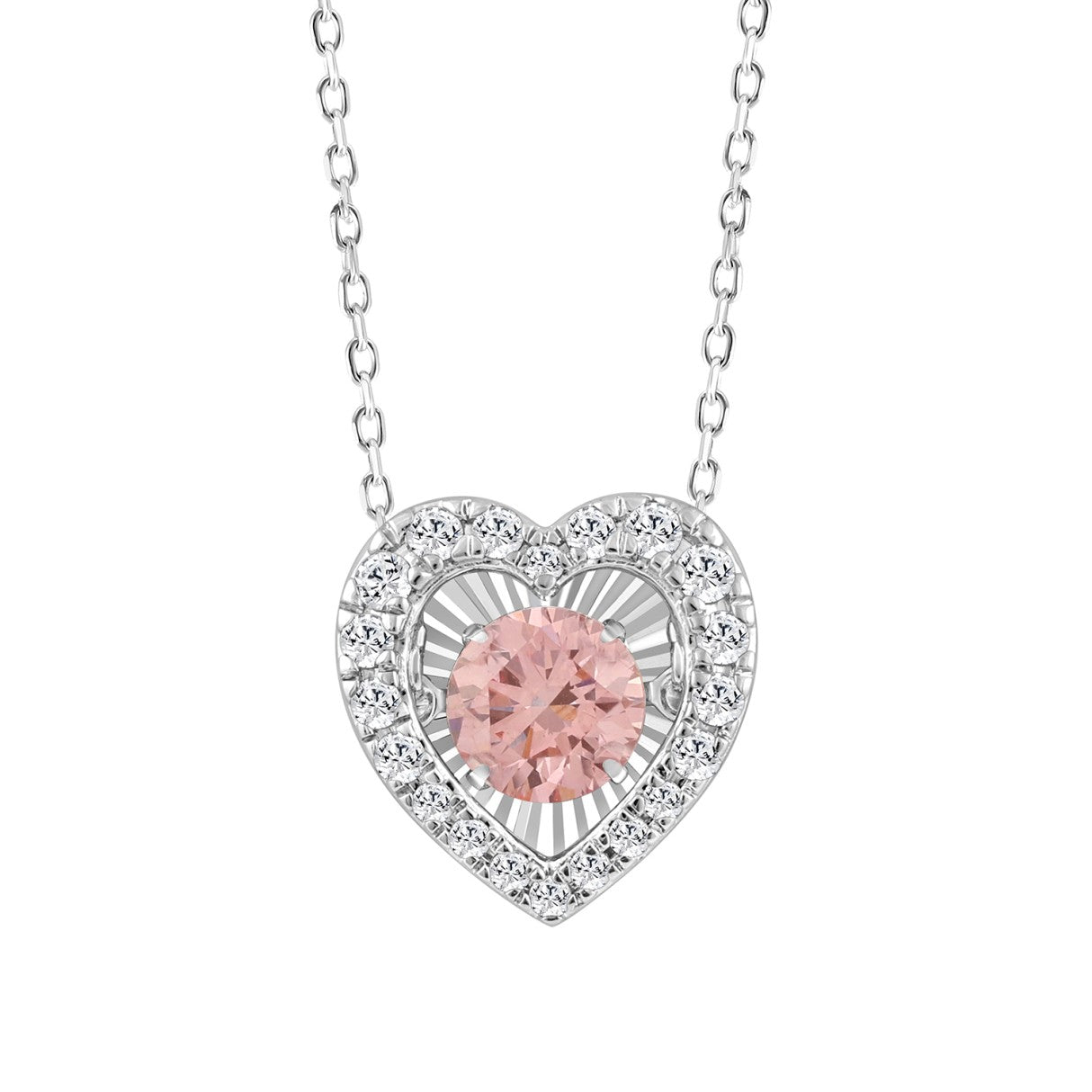 ETERNAL BLUSH COLLECTION 14K WHITE GOLD 1.00CT ROUND DIAMOND LADIES PENDANT (ROUND PINK)