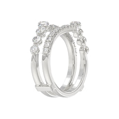 14K WHITE GOLD 1.00CT ROUND DIAMOND LADIES WRAP RING