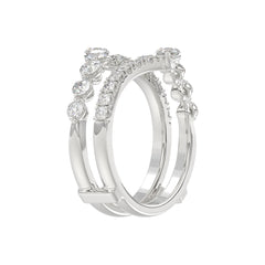 14K WHITE GOLD 1.00CT ROUND DIAMOND LADIES WRAP RING