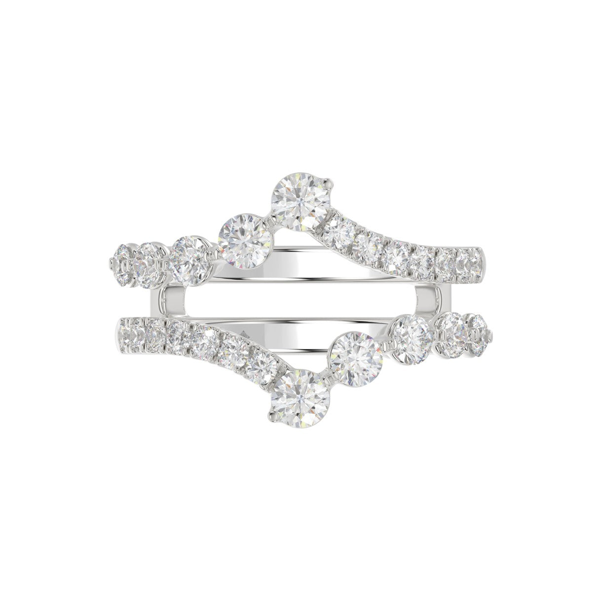 14K WHITE GOLD 1.00CT ROUND DIAMOND LADIES WRAP RING