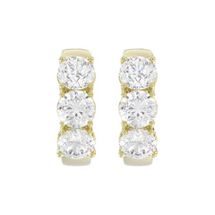 14K YELLOW GOLD 3.00CT ROUND DIAMOND HOOP EARRINGS