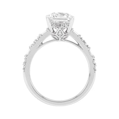 14K WHITE GOLD 3 1/2CT ROUND/BAGUETTE/RADIANT DIAMOND LADIES RING