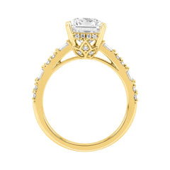14K YELLOW GOLD 3 1/2CT ROUND/BAGUETTE/RADIANT DIAMOND LADIES RING