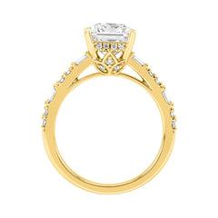 14K YELLOW GOLD 3 1/2CT ROUND/BAGUETTE/RADIANT DIAMOND LADIES RING