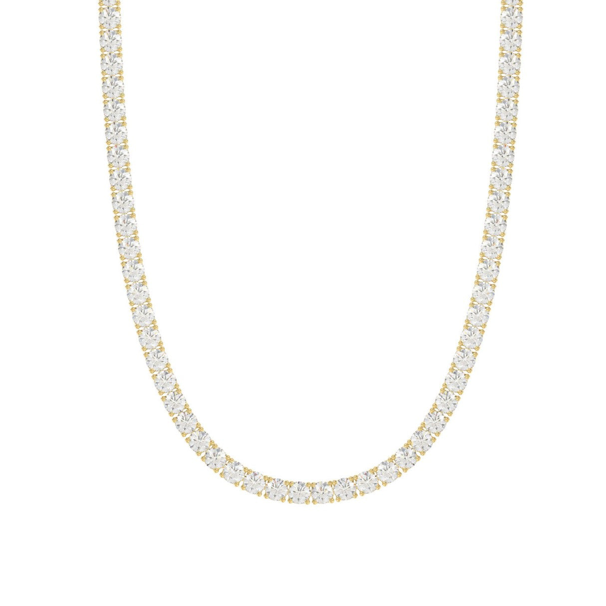 14K YELLOW GOLD 4 3/4CT 18" ROUND DIAMOND LADIES TENNIS NECKLACE