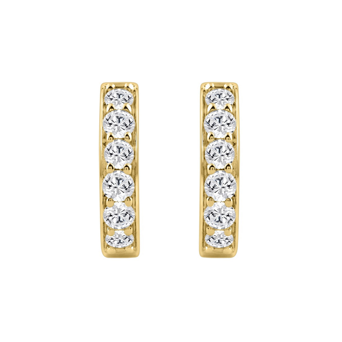 10K YELLOW GOLD 1.00CT ROUND DIAMOND LADIES HOOP EARRING
