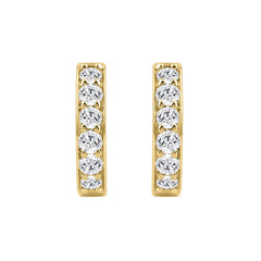 10K YELLOW GOLD 1.00CT ROUND DIAMOND LADIES HOOP EARRING