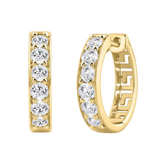 10K YELLOW GOLD 1.00CT ROUND DIAMOND LADIES HOOP EARRING