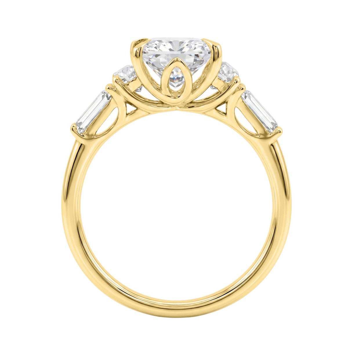 14K YELLOW GOLD 4.00CT RADIANT/HALF MOON/TAPER BAGUETTE DIAMOND LADIES RING