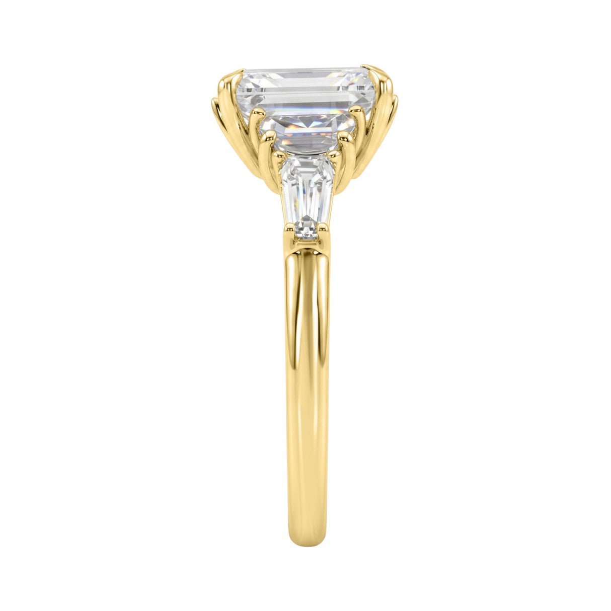 14K YELLOW GOLD 4.00CT RADIANT/HALF MOON/TAPER BAGUETTE DIAMOND LADIES RING