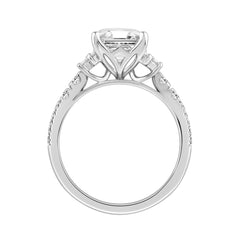14K WHITE GOLD 2 1/2CT ROUND/CUSHION/BAGUETTE DIAMOND LADIES RING (CENTER STONE CUSHION DIAMOND 2CT)